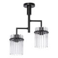 Lustr na tyči 2xE27/60W/230V černá/čirá