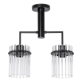 Lustr na tyči 2xE27/60W/230V černá/čirá