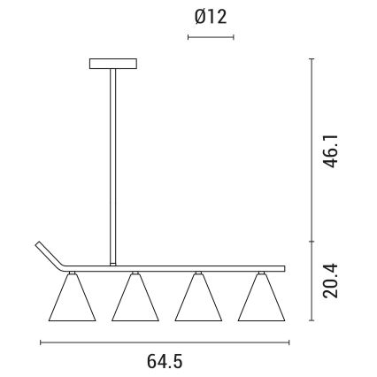 Lustr na tyči 4xΕ27/40W/230V černá