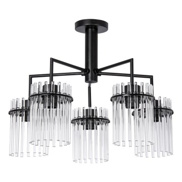Lustr na tyči 5xE27/60W/230V černá/čirá