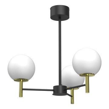 Lustr na tyči AWINION 3xE27/15W/230V bílá/zlatá/černá