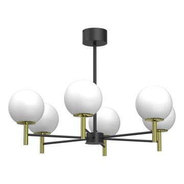 Lustr na tyči AWINION 6xE27/15W/230V bílá/zlatá/černá