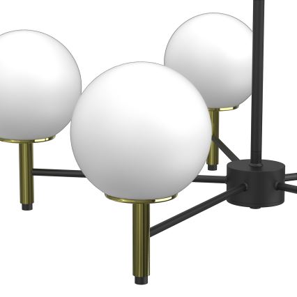 Lustr na tyči AWINION 6xE27/15W/230V bílá/zlatá/černá