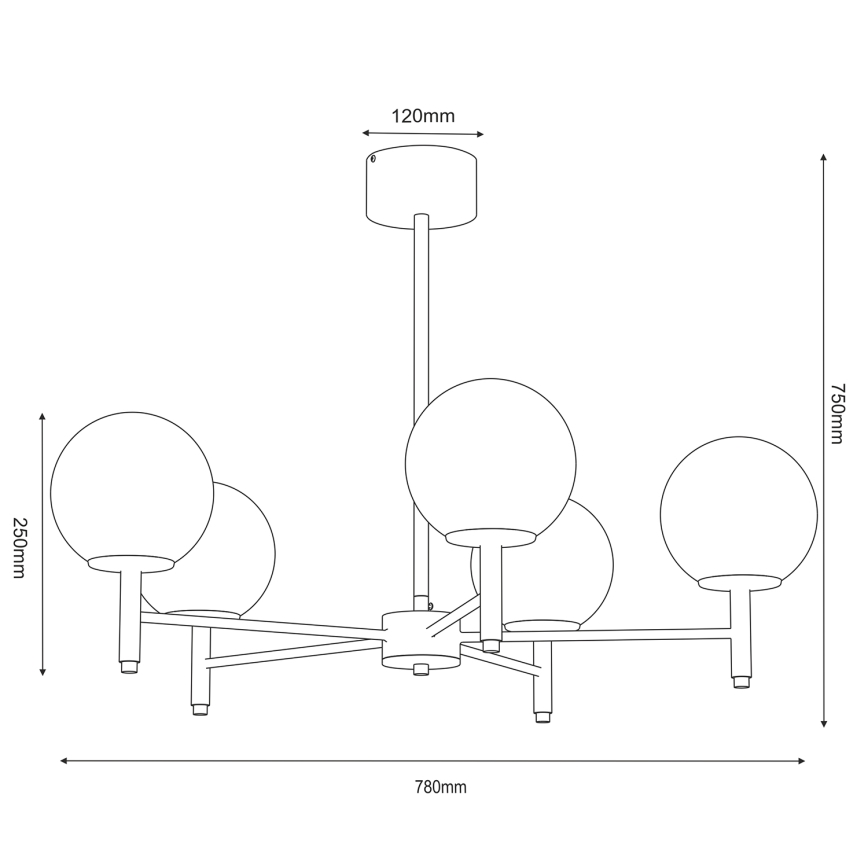 Lustr na tyči AWINION 6xE27/15W/230V bílá/zlatá/černá