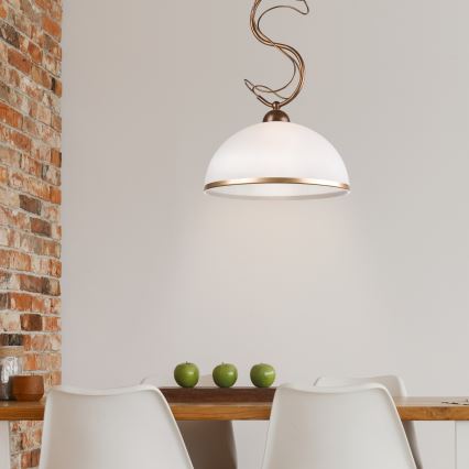 Lustr na tyči COBRA 1xE27/60W/230V pr. 30 cm bronz/patina