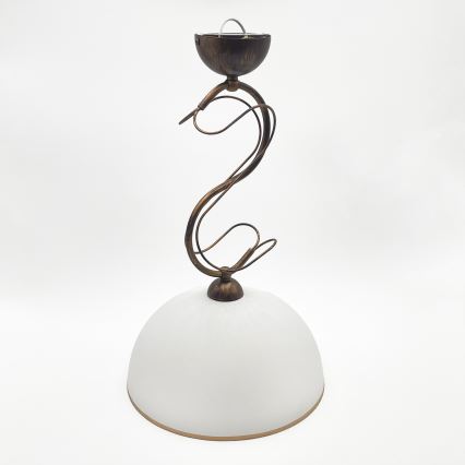 Lustr na tyči COBRA 1xE27/60W/230V pr. 30 cm bronz/patina