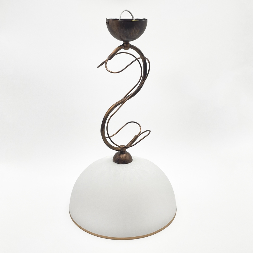 Lustr na tyči COBRA 1xE27/60W/230V pr. 30 cm bronz/patina