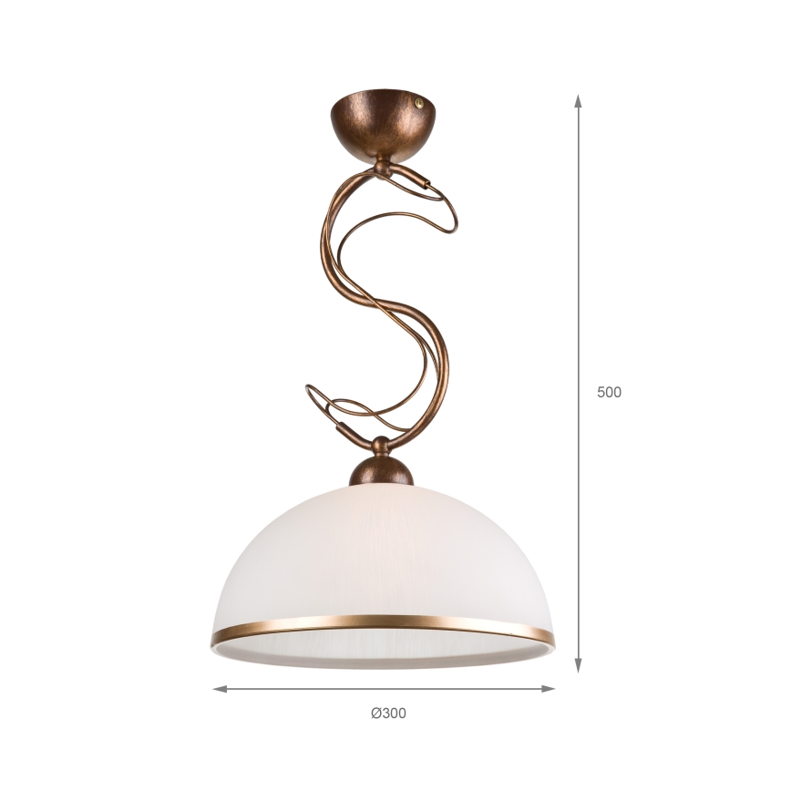 Lustr na tyči COBRA 1xE27/60W/230V pr. 46 cm bronz/patina