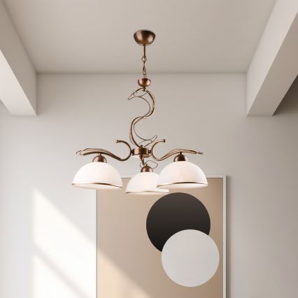 Lustr na tyči COBRA 3xE27/60W/230V bronz/patina