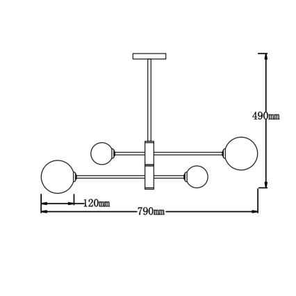 Lustr na tyči DORADO 4xG9/40W/230V černá