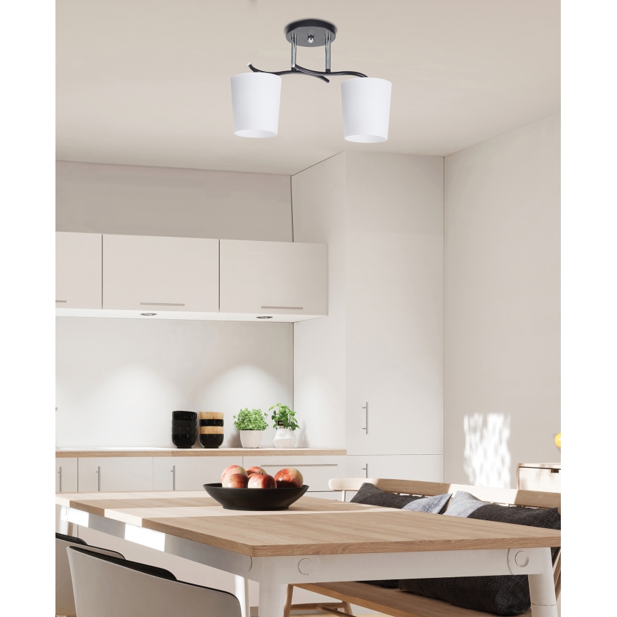 Lustr na tyči ESNYR 2xE27/40W/230V černá/bílá