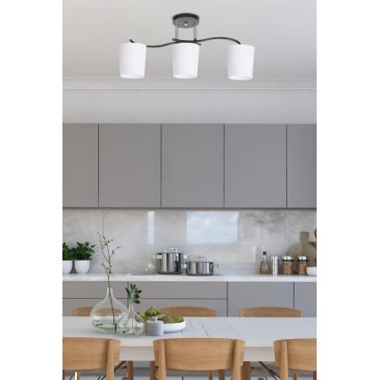 Lustr na tyči ESNYR 3xE27/40W/230V černá/bílá