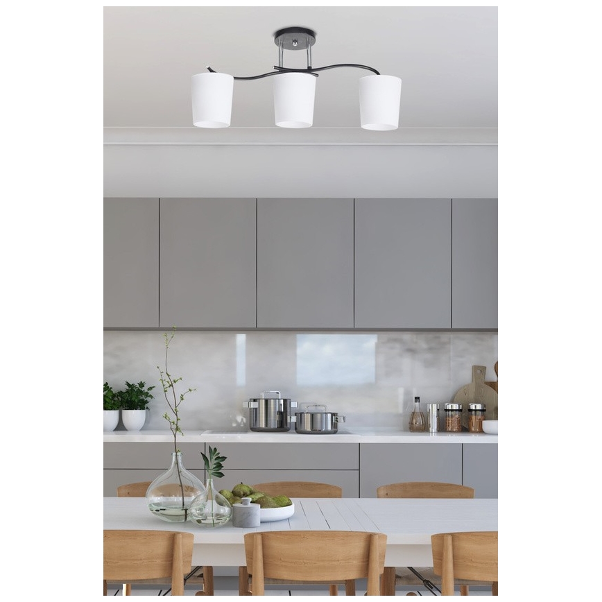 Lustr na tyči ESNYR 3xE27/40W/230V černá/bílá