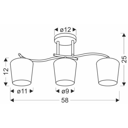 Lustr na tyči ESNYR 3xE27/40W/230V černá/bílá