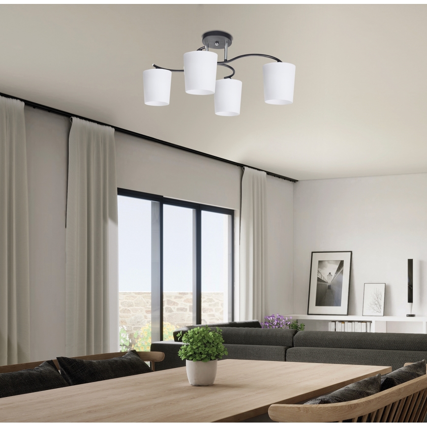 Lustr na tyči ESNYR 4xE27/40W/230V černá/bílá