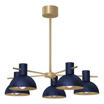 Lustr na tyči ESTATE MINI 5xE27/15W/230V modrá