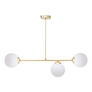 Lustr na tyči FIRA 3xE27/60W/230V zlatá