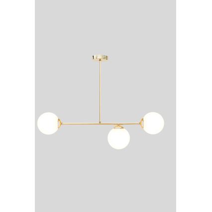 Lustr na tyči FIRA 3xE27/60W/230V zlatá