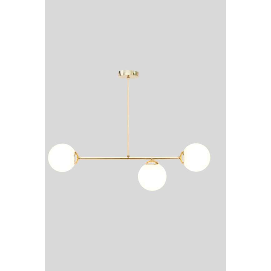 Lustr na tyči FIRA 3xE27/60W/230V zlatá