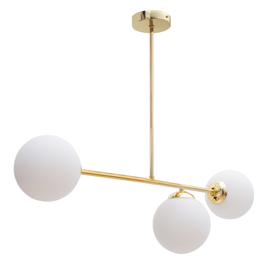 Lustr na tyči FIRA 3xE27/60W/230V zlatá