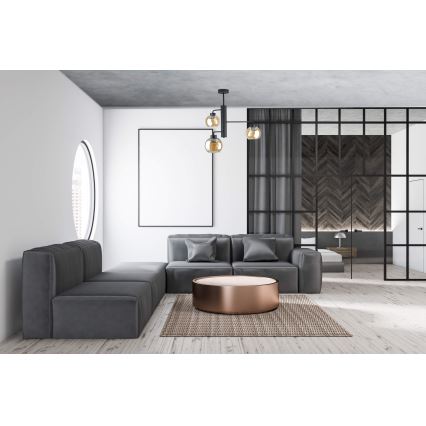 Lustr na tyči FLEX 3xE27/60W/230V černá/kouřová béžová