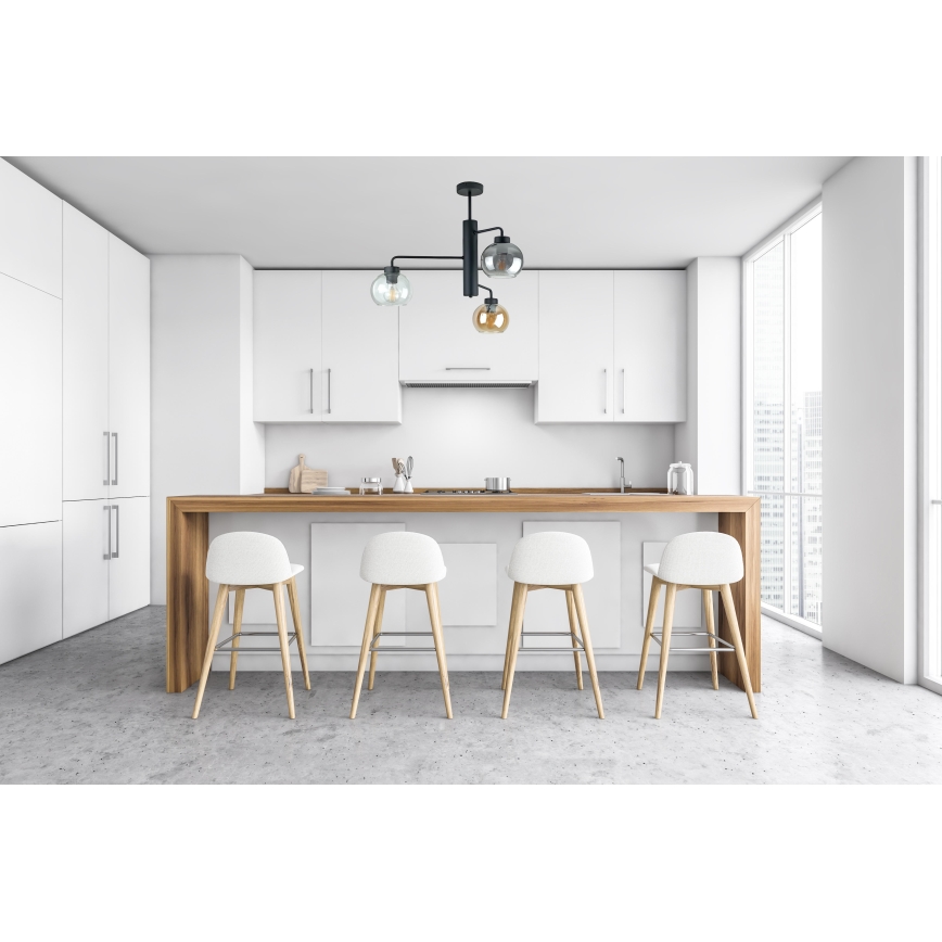 Lustr na tyči FLEX 3xE27/60W/230V černá/kouřová černá/kouřová béžová/čirá