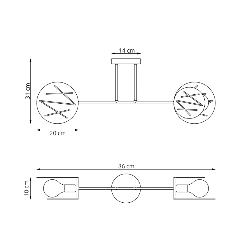 Lustr na tyči FRICK 2xE27/15W/230V černá