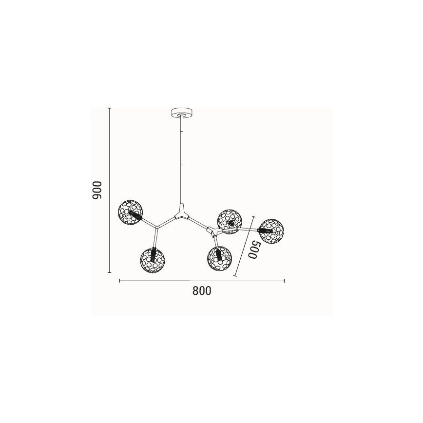 Lustr na tyči GALILEA 5xG9/15W/230V šedá