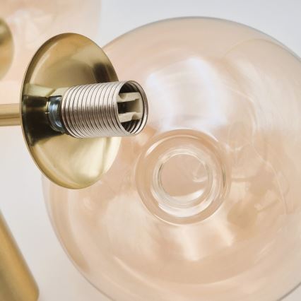 Lustr na tyči GEORGIA 3xG9/5W/230V zlatá/kouřová béžová