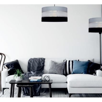 Lustr na tyči HELEN 3xE27/15W/230V černá/šedá/lesklý chrom
