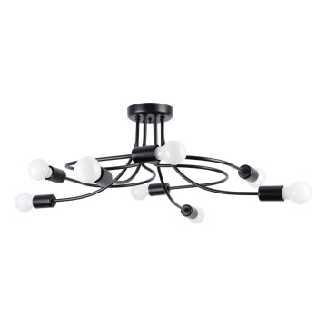 Lustr na tyči LEVAR 8xE27/15W/230V černá