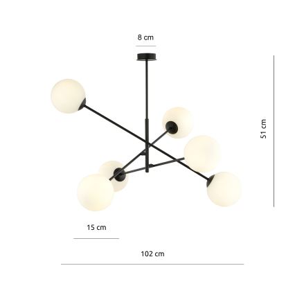 Lustr na tyči LINEAR 6xE14/10W/230V černá/bílá