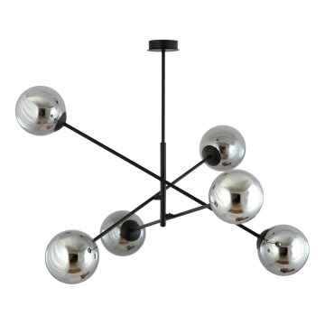 Lustr na tyči LINEAR 6xE14/10W/230V černá/šedá