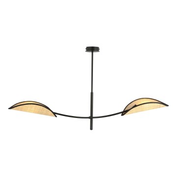 Lustr na tyči LOTUS 2xE14/10W/230V černá/béžová