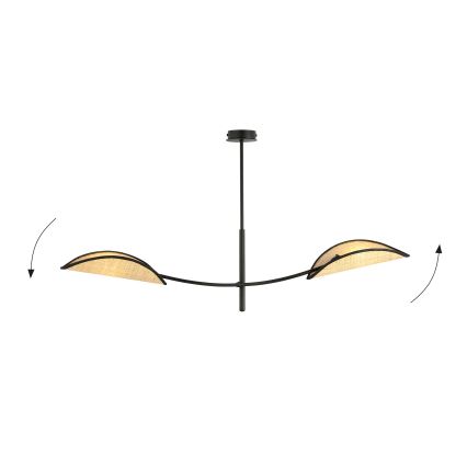 Lustr na tyči LOTUS 2xE14/10W/230V černá/béžová