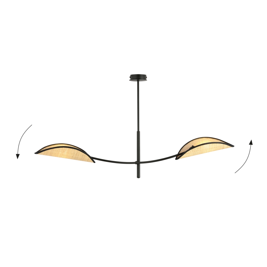 Lustr na tyči LOTUS 2xE14/10W/230V černá/béžová