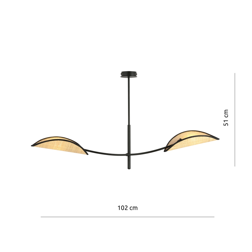 Lustr na tyči LOTUS 2xE14/10W/230V černá/béžová