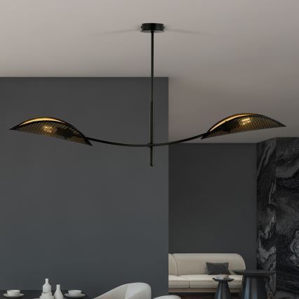 Lustr na tyči LOTUS 2xE14/10W/230V černá/zlatá