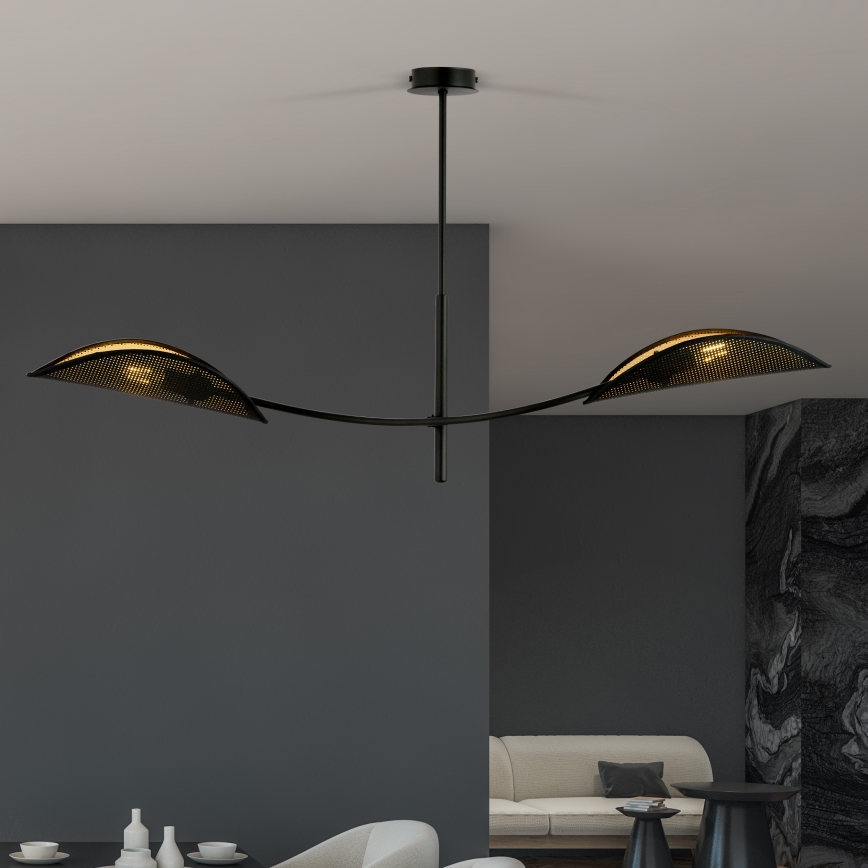 Lustr na tyči LOTUS 2xE14/10W/230V černá/zlatá
