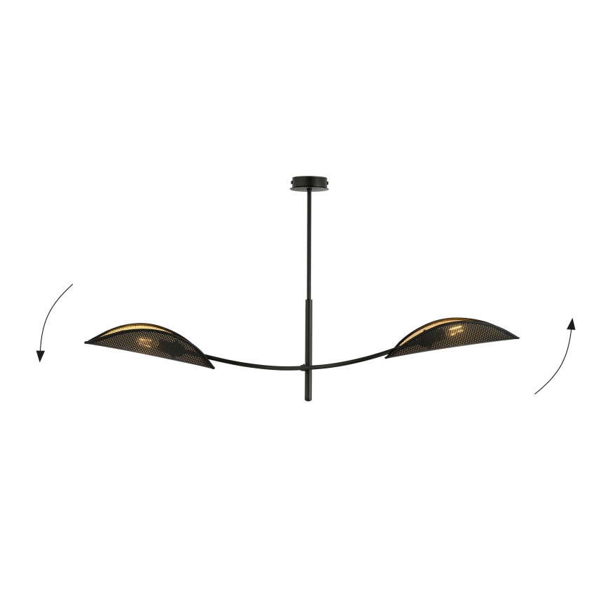 Lustr na tyči LOTUS 2xE14/10W/230V černá/zlatá