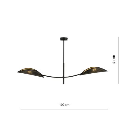 Lustr na tyči LOTUS 2xE14/10W/230V černá/zlatá