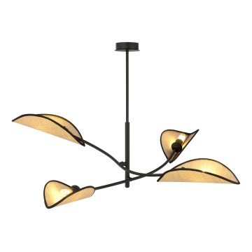 Lustr na tyči LOTUS 4xE14/10W/230V černá/béžová