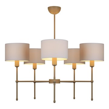 Lustr na tyči MADELA 5xE14/40W/230V bílá/béžová