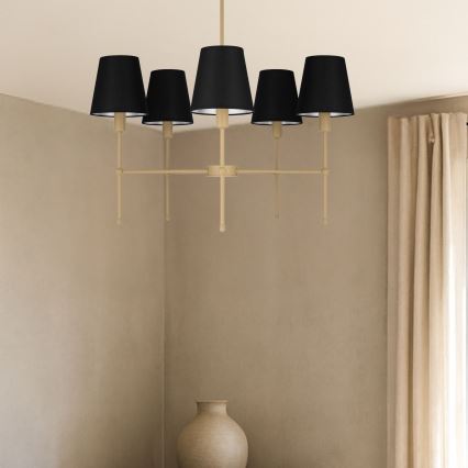 Lustr na tyči MADELA 5xE14/40W/230V černá/béžová