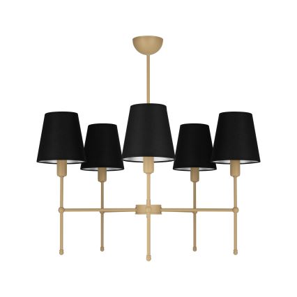 Lustr na tyči MADELA 5xE14/40W/230V černá/béžová
