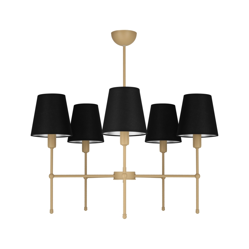 Lustr na tyči MADELA 5xE14/40W/230V černá/béžová