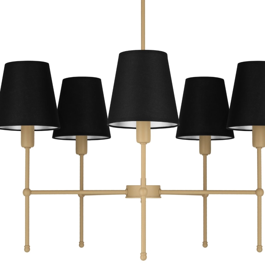 Lustr na tyči MADELA 5xE14/40W/230V černá/béžová