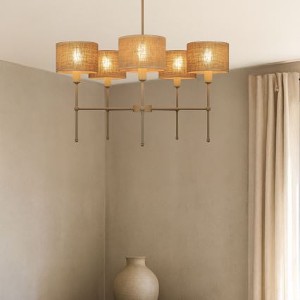 Lustr na tyči MADELA 5xE14/40W/230V juta/béžová