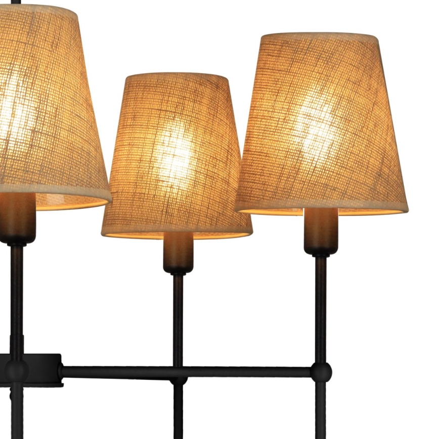 Lustr na tyči MADELA 5xE14/40W/230V juta/černá