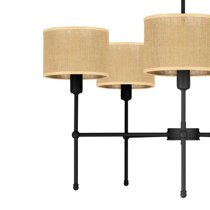 Lustr na tyči MADELA 5xE14/40W/230V juta/černá